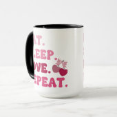 スリープ食べラブリピートバレンタインデーさくらんぼハート マグカップ (正面左)