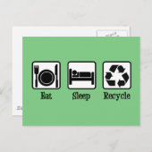 スリープ食べリサイクルかわいいグリーンリサイクル環境 ポストカード (正面/裏面)