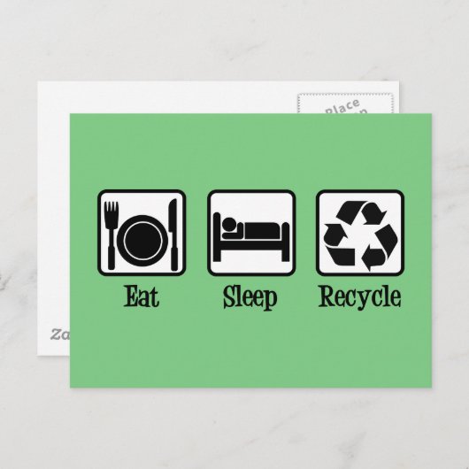 スリープ食べリサイクルかわいいグリーンリサイクル環境 ポストカード (正面/裏面)
