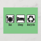 スリープ食べリサイクルかわいいグリーンリサイクル環境 ポストカード (正面)