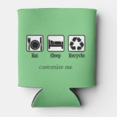 スリープ食べリサイクルキュートカスタムリサイクルグリーン 缶クーラー (正面)