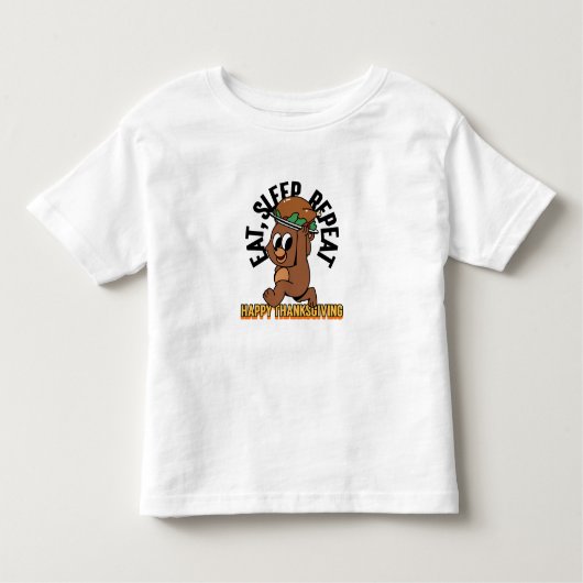 スリープ食べリピートハッピーサンクスギビング幼児ティー トドラーTシャツ (正面)