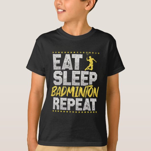 スリープ食べリピートバドミントンホブ Tシャツ (正面)