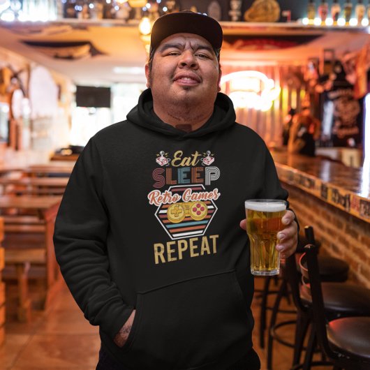 スリープ食べレトロゲームリピート – ヴィンテージゲーマーフーディ パーカ