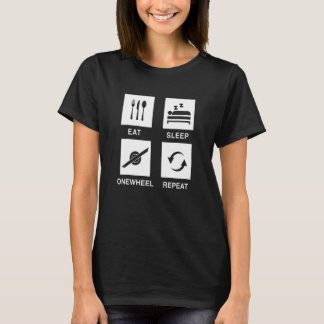 スリープ食べワンホイールリピート白ワンホイールスケートボア Tシャツ