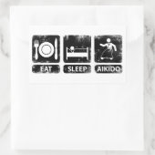 スリープ食べ合気道 長方形シール (バッグ)