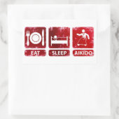 スリープ食べ合気道 長方形シール (バッグ)