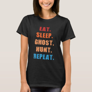 スリープ食べ幽霊狩りリピートおもしろいヴィンテージ幽霊胡 Tシャツ