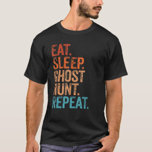 スリープ食べ幽霊狩りリピートおもしろいヴィンテージ幽霊胡 Tシャツ