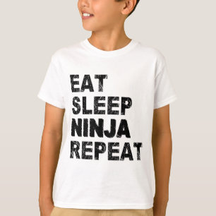 スリープ食べ忍者の繰り返し Tシャツ