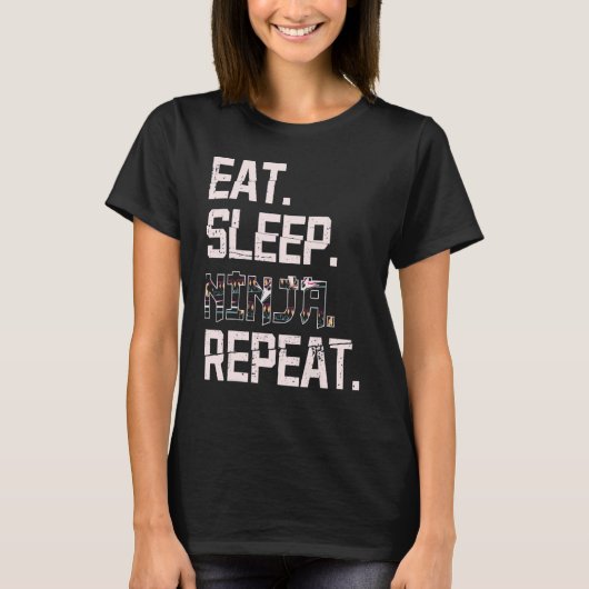 スリープ食べ忍者リピート日本忍者ファン用忍 Tシャツ (正面)