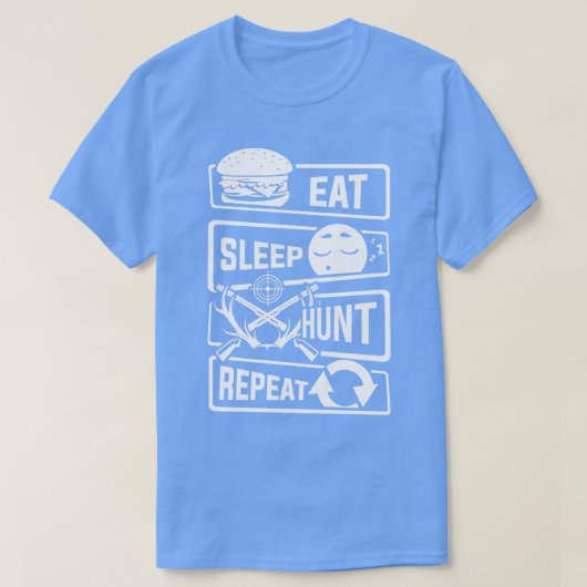 スリープ食べ狩りリピート狩りハンターフォレストハンチン Tシャツ (デザイン正面)