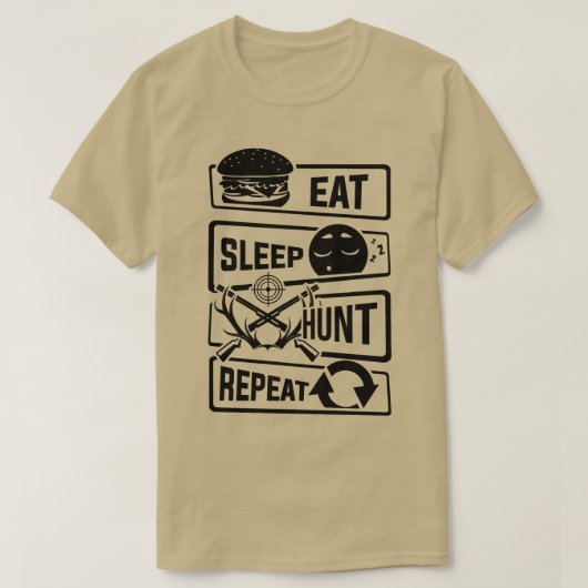 スリープ食べ狩りリピート狩りハンターフォレストハンチン Tシャツ (デザイン正面)