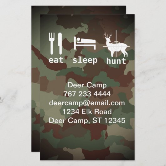 スリープ食べ狩り狩りカモフラージュ 便箋 (正面/裏面)