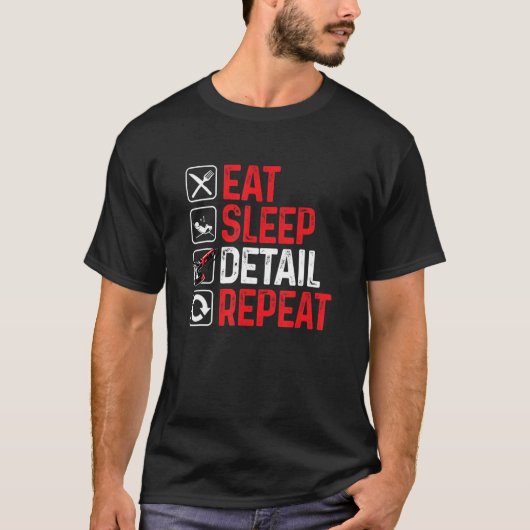 スリープ食べ詳細自動車詳細詳細 Tシャツ (正面)