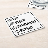 スリープ食べ調整会計をテーマにした スクエアペーパーコースター (アングル)