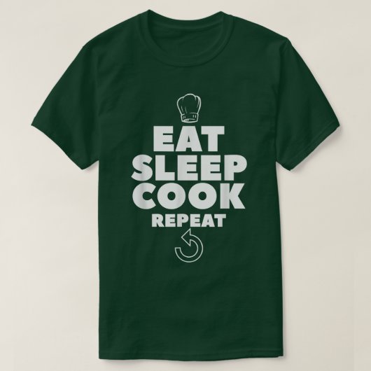 スリープ食べ調理師リピート料理シェフ Tシャツ (デザイン正面)