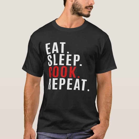 スリープ食べ調理師リピート料理シェフ Tシャツ (正面)