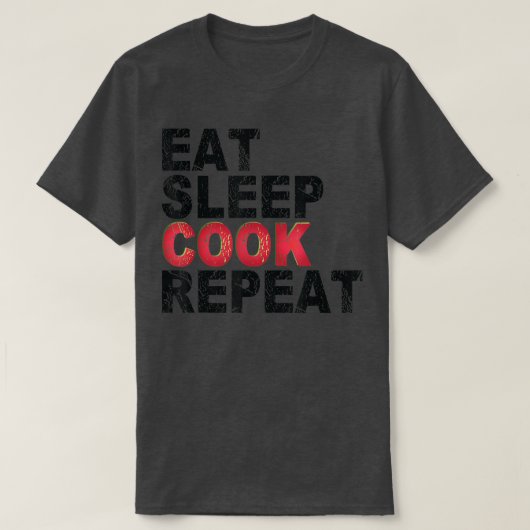 スリープ食べ調理師リピート料理 Tシャツ (デザイン正面)