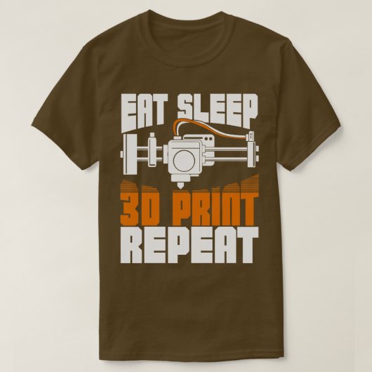 スリープ食べ3Dプリントリピート Tシャツ (デザイン正面)