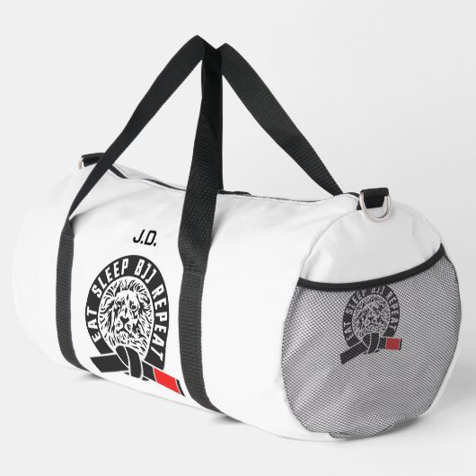 スリープ食べBJJリピート「カスタマイズ可能」Gi ダッフルバッグ (右コーナー)