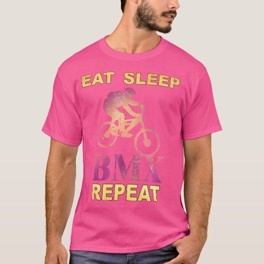 スリープ食べBmxリピートバイクバイクおもしろいモトクロス Tシャツ (正面)