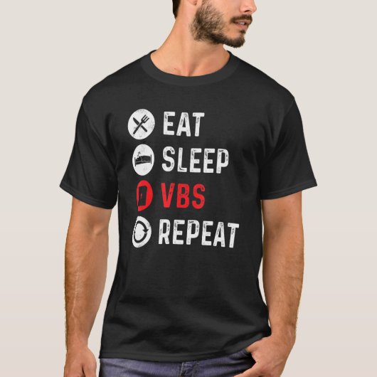 スリープ食べVBSリピーターバケーションバイブルスクールキッズ Tシャツ (正面)