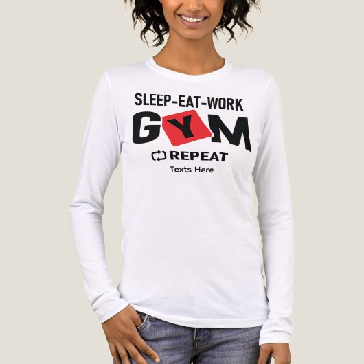 スリープ イート ワーク ジム リピート タイポグラフィ デザイン トライブレンドTシャツ (正面)