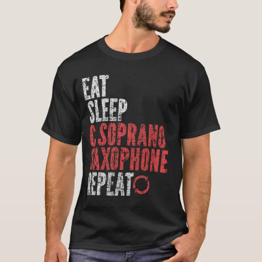 スリープCソ食べプラノサックスリピート Tシャツ (正面)