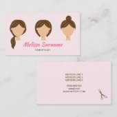 スリーヘアスタイルイラストレーションガーリーピンク 名刺 (正面/裏面)