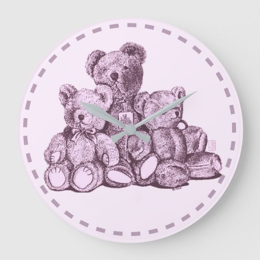 スリーベアーズラウンドアクリル壁時計 ラージ壁時計 (正面)