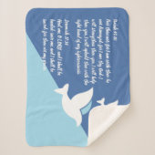 スリーホワイトドブクリスチャンヒーリング祈りの言葉ショール シェルパブランケット (正面)