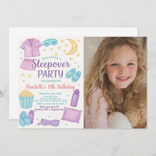 スリーポお洒落ーバーパーティー誕生日招待状 招待状 (正面/裏面)