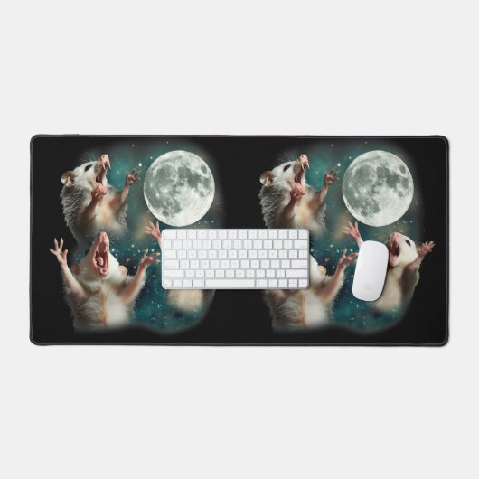 スリーポッサムムーン3オポッサムおもしろいカー風変わりドミーム デスクマット (キーボード&マウス)