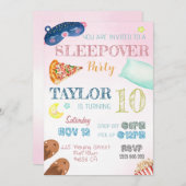 スリーポバーガールスランバーパーティー誕生日招待状 招待状 (正面/裏面)