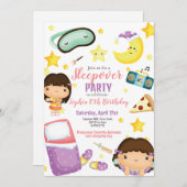 スリーポバーガールスランバーパーティー誕生日 招待状 (正面/裏面)