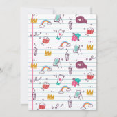 スリーポバーガールパーティードードル誕生日招待状 招待状 (裏面)