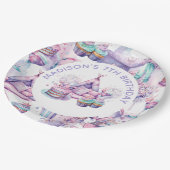 スリーポバーガール誕生日かわいいパーソナライズされた ペーパープレート (アングル)