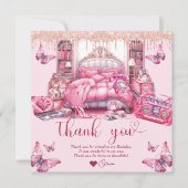 スリーポバーガール誕生日グリッタードロップ サンキューカード (正面)