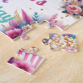 スリーポバーガール誕生日ゲパーソナライズされたーム ジグソーパズル (側面)