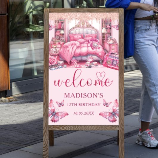 スリーポバーガール誕生日パーソナライズされたへようこそ ポスター