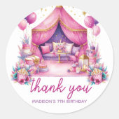 スリーポバーガール誕生日パーソナライズされたサンキュー ラウンドシール (正面)