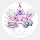 スリーポバーガール誕生日パーソナライズされたサンキュー ラウンドシール (正面)