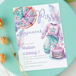 スリーポバーガール誕生日ピザ&パジャマ 招待状