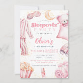 スリーポバースランバーパーティーガールスパピンク誕生日 招待状 (正面)