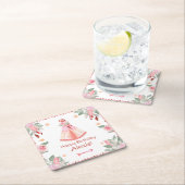 スリーポバースランバーパーティーガールピンクテペ誕生日 スクエアペーパーコースター (インサイチュ)