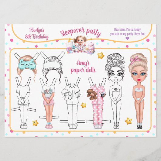 スリーポバースランバーパーティーゲーム紙ドール切り出し 招待状 (正面)