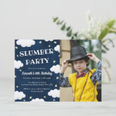 スリーポバースランバーパーティーフォト誕生日招待状 招待状 (スタンド正面)