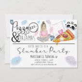 スリーポバーバースデーパーティーピザ&パジャマ 招待状 (正面)