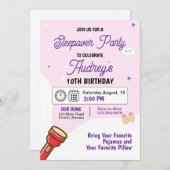 スリーポバーパジャマパーティー誕生日招待状 招待状 (正面/裏面)